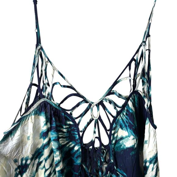 Anthropologie Maxi Dress Blue Tie Dye Strappy Details  Small Summer Fun Beachy - Picture 7 of 12